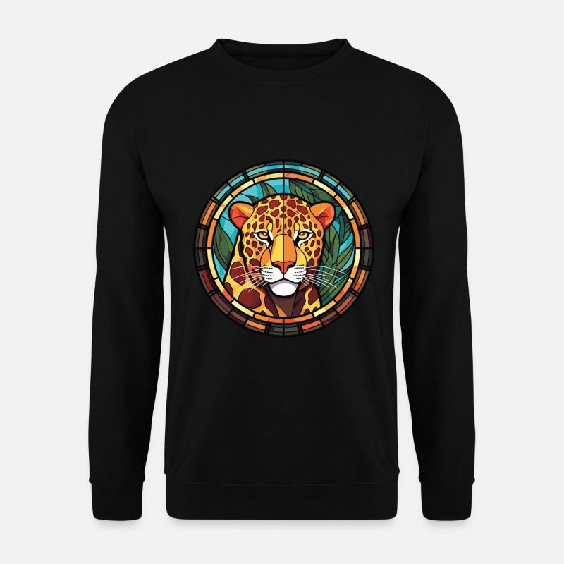 Jaguar Buntes Aquarell Tier Haustier Illustration - Unisex Pullover - Schwarz