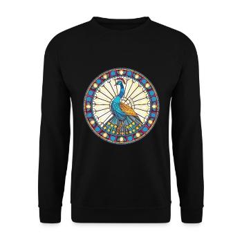 Peacock Colorful Watercolor Animal Illustration - Unisex Sweatshirt - black - Front - Alina (178cm) & Michal (187cm)