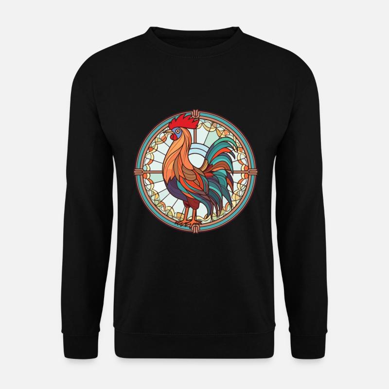 Bunte Aquarell-Tierillustration des Hahns - Unisex Pullover - Schwarz
