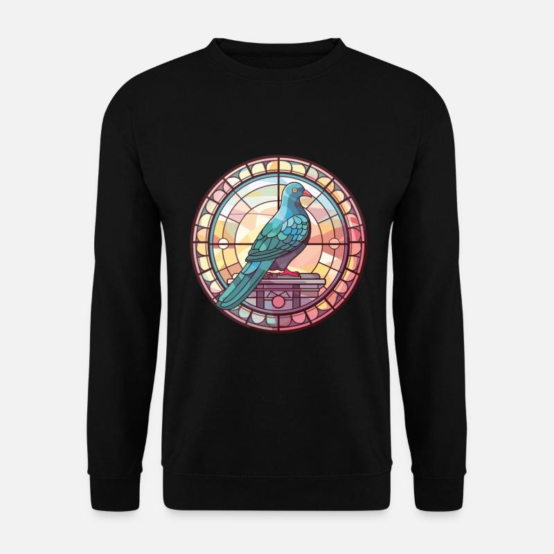 Bunte Aquarell-Tierhaustierillustration der Taube - Unisex Pullover - Schwarz