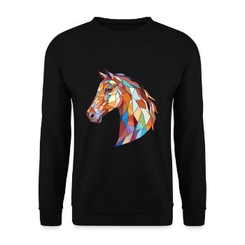 Cheval Aquarelle Colorée Animal Illustration D’animaux De Compagnie - Sweat-shirt Unisexe - noir - Devant - Alina (178cm) & Michal (187cm)