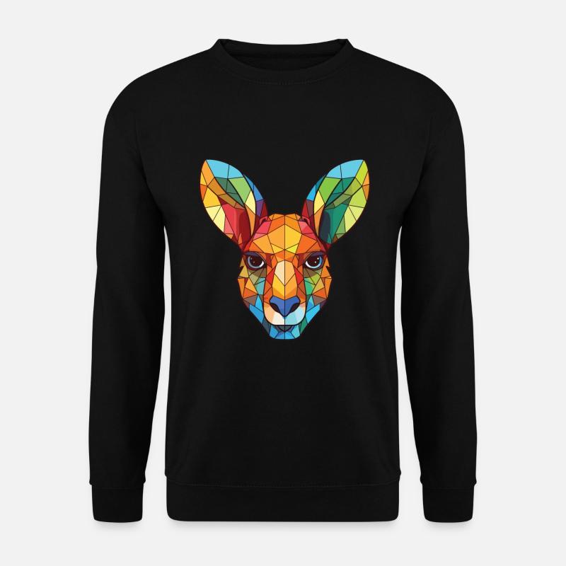 Känguru Buntes Aquarell Tier Illustration - Unisex Pullover - Schwarz