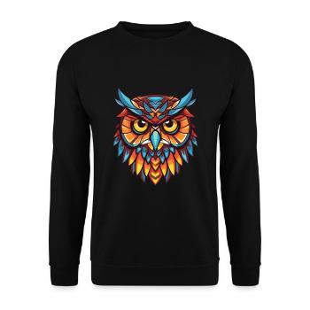 Eule buntes Aquarell Tier Haustier Illustration - Unisex Pullover - Schwarz - Vorne - Alina (178cm) & Michal (187cm)