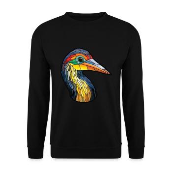 Kormoran bunte Aquarell-Tier-Illustration - Unisex Pullover - Schwarz - Vorne - Alina (178cm) & Michal (187cm)