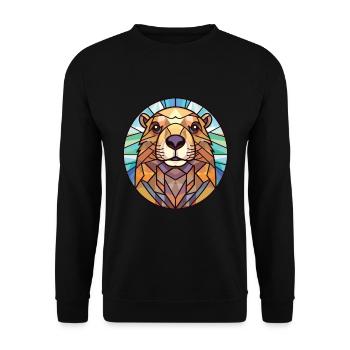 Murmeltier buntes Aquarell Tier Illustration - Unisex Pullover - Schwarz - Vorne - Alina (178cm) & Michal (187cm)