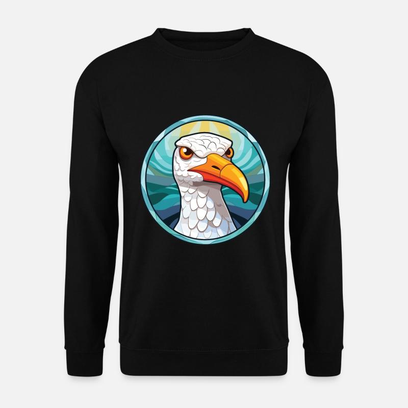 Möwe bunte Aquarell-Tier-Illustration - Unisex Pullover - Schwarz