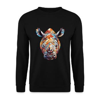 Rhinocéros coloré aquarelle Animal Illustration - Sweat-shirt Unisexe - noir - Devant - Alina (178cm) & Michal (187cm)
