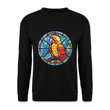 Papagei buntes Aquarell Tier Haustier Illustration - Unisex Pullover - Schwarz - Vorne - Alina (178cm) & Michal (187cm)