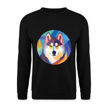 Husky-Hund Bunte Aquarell-Tier-Illustration - Unisex Pullover - Schwarz - Vorne - Alina (178cm) & Michal (187cm)