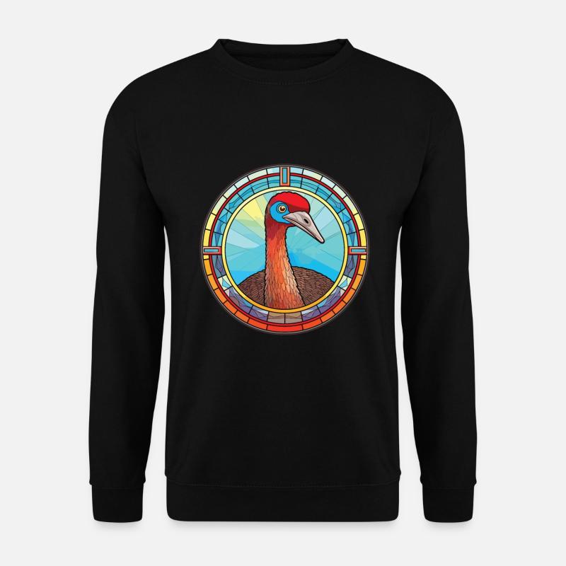 Strauß buntes Aquarell Tier Illustration - Unisex Pullover - Schwarz