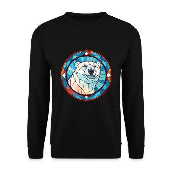 Polar Bear Colorful Watercolor Animal Illustration - Unisex Sweatshirt - black - Front - Alina (178cm) & Michal (187cm)