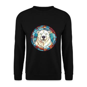 Polar Bear Colorful Watercolor Animal Illustration - Unisex Sweatshirt - black - Front - Alina (178cm) & Michal (187cm)