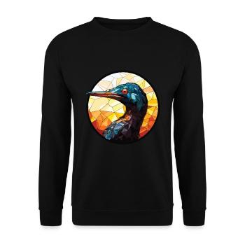 Kormoran bunte Aquarell-Tier-Illustration - Unisex Pullover - Schwarz - Vorne - Alina (178cm) & Michal (187cm)