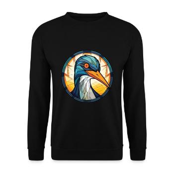 Kormoran bunte Aquarell-Tier-Illustration - Unisex Pullover - Schwarz - Vorne - Alina (178cm) & Michal (187cm)