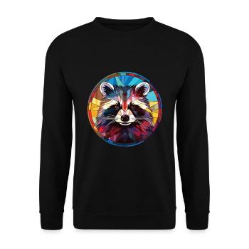 Raccoon Colorful Watercolor Animal Illustration - Unisex Sweatshirt - black - Front - Alina (178cm) & Michal (187cm)