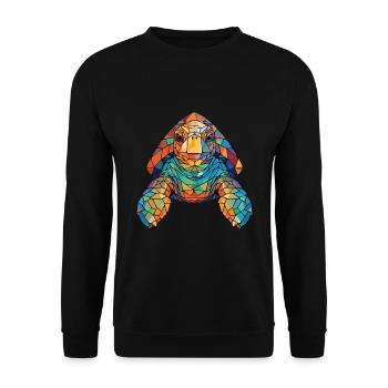 Schildkröte buntes Aquarell Tier Illustration - Unisex Pullover - Schwarz - Vorne - Alina (178cm) & Michal (187cm)