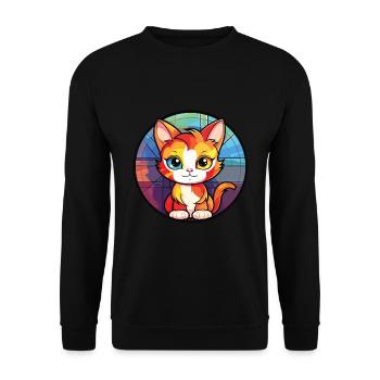 Chaton bébé chat coloré aquarelle Animal Cartoon - Sweat-shirt Unisexe - noir - Devant - Alina (178cm) & Michal (187cm)