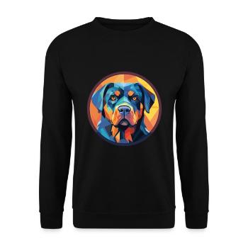 Rottweiler Chien Aquarelle Colorée Animal Cartoon - Sweat-shirt Unisexe - noir - Devant - Alina (178cm) & Michal (187cm)