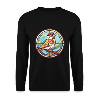 Sparrow Colorful Watercolor Animal Illustration - Unisex Sweatshirt - black - Front - Alina (178cm) & Michal (187cm)