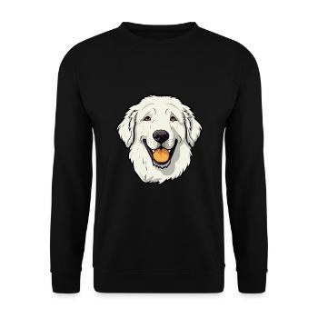 Kuvasz chien race dessin animé kawaii illustration - Sweat-shirt Unisexe - noir - Devant - Alina (178cm) & Michal (187cm)