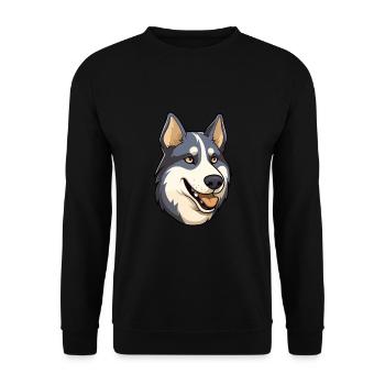 Labrador Husky Hunderasse Cartoon Kawaii Illustrati - Unisex Pullover - Schwarz - Vorne - Alina (178cm) & Michal (187cm)