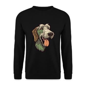 Irish Wolfhound chien race Cartoon Kawaii Illustrat - Sweat-shirt Unisexe - noir - Devant - Alina (178cm) & Michal (187cm)
