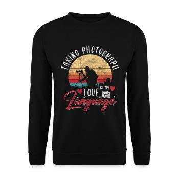 Camera Photography Lens Heartbeat - Unisex Sweatshirt - black - Front - Alina (178cm) & Michal (187cm)