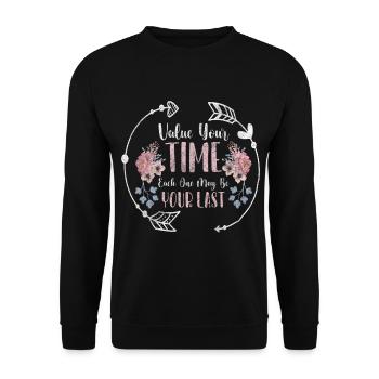 Time, Lifetime, Timeless - Unisex Sweatshirt - black - Front - Alina (178cm) & Michal (187cm)