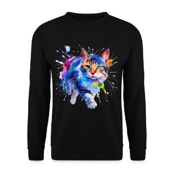 cat, kitten - Unisex Sweatshirt - black - Front - Alina (178cm) & Michal (187cm)