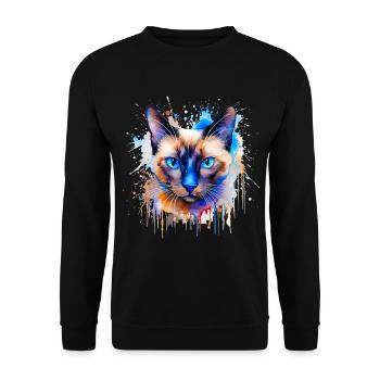 chat siamois - Sweat-shirt Unisexe - noir - Devant - Alina (178cm) & Michal (187cm)