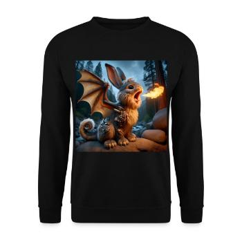 Feuerspeiender Hase Drache #18 - Unisex Pullover - Schwarz - Vorne - Alina (178cm) & Michal (187cm)