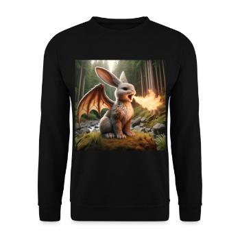 Feuerspeiender Hase Drache #19 - Unisex Pullover - Schwarz - Vorne - Alina (178cm) & Michal (187cm)