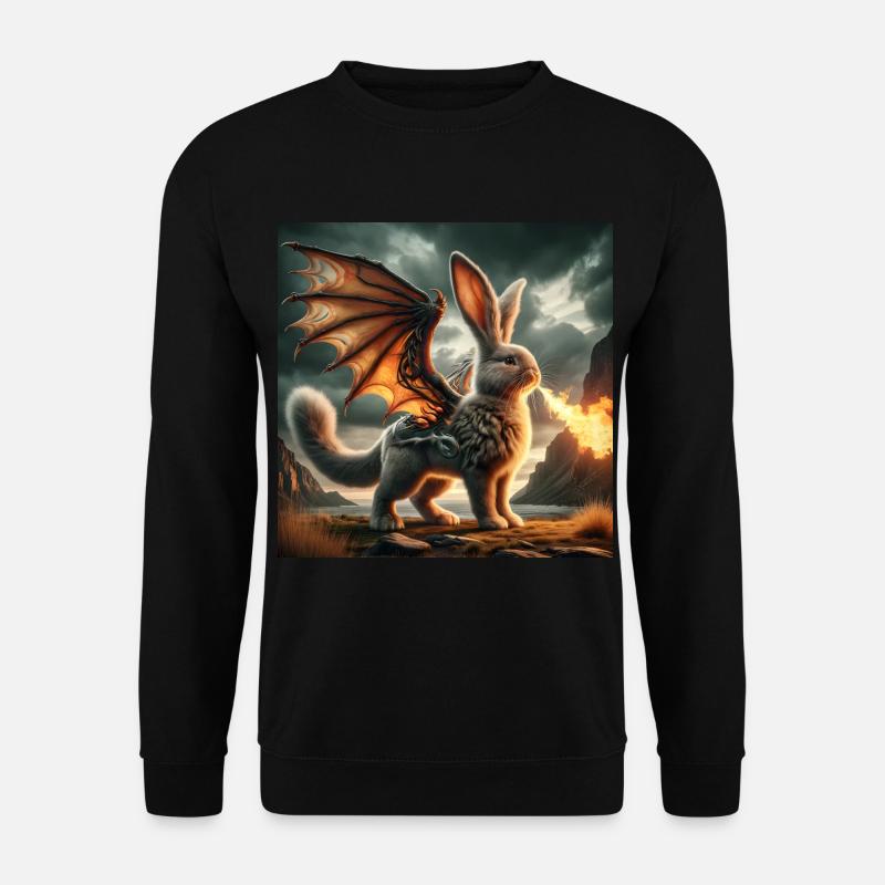 Feuerspeiender Hase Drache #03 - Unisex Pullover - Schwarz