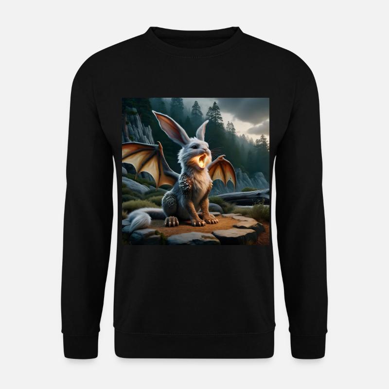 Feuerspeiender Hase Drache #20 - Unisex Pullover - Schwarz