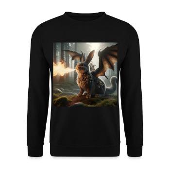 Feuerspeiender Hase Drache #06 - Unisex Pullover - Schwarz - Vorne - Alina (178cm) & Michal (187cm)