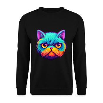 Exotic Shorthair Cat Watercolor Cartoon Kawaii - Unisex Sweatshirt - black - Front - Alina (178cm) & Michal (187cm)