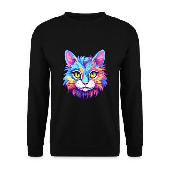 Kurilian Bobtail Katze Aquarell Cartoon Kawaii - Unisex Pullover - Schwarz - Vorne - Alina (178cm) & Michal (187cm)