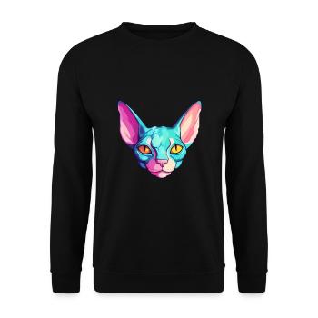 Sphynx Cat Breed Watercolor Cartoon Kawaii Pet - Unisex Sweatshirt - black - Front - Alina (178cm) & Michal (187cm)