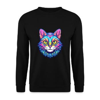 Highlander Katze Rasse Aquarell Karikatur Kawaii Haustier - Unisex Pullover - Schwarz - Vorne - Alina (178cm) & Michal (187cm)