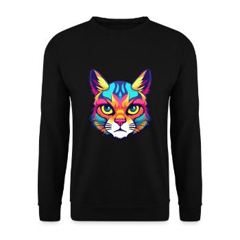 German Rex Cat Breed Watercolor Cartoon Kawaii Pet - Unisex Sweatshirt - black - Front - Alina (178cm) & Michal (187cm)