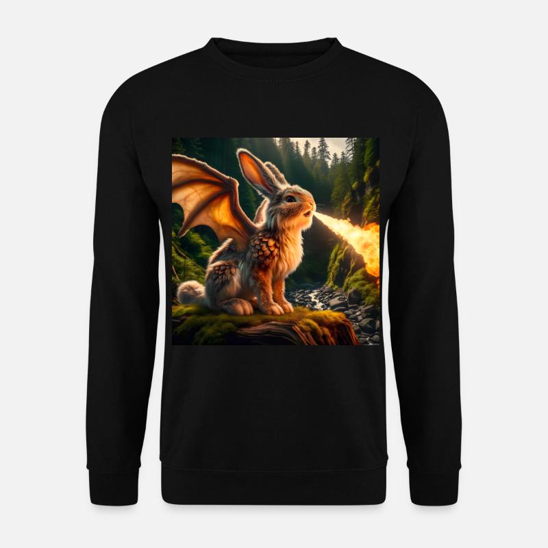 Feuerspeiender Hase Drache #22 - Unisex Pullover - Schwarz