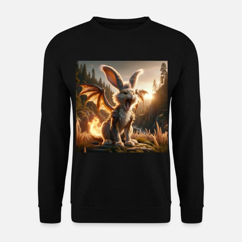 Feuerspeiender Hase Drache #24 - Unisex Pullover - Schwarz