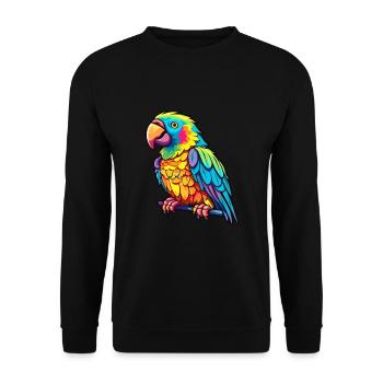 Parrot Colorful Watercolor Cartoon Kawaii Animal - Unisex Sweatshirt - black - Front - Alina (178cm) & Michal (187cm)