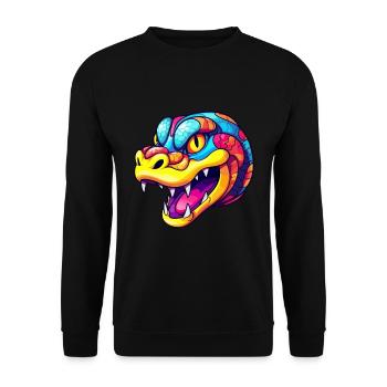 Snake Colorful Watercolor Cartoon Kawaii Animal - Unisex Sweatshirt - black - Front - Alina (178cm) & Michal (187cm)
