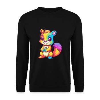 Squirrel Colorful Watercolor Cartoon Kawaii Animal - Unisex Sweatshirt - black - Front - Alina (178cm) & Michal (187cm)