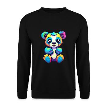 Panda Buntes Aquarell Cartoon Kawaii Tier - Unisex Pullover - Schwarz - Vorne - Alina (178cm) & Michal (187cm)