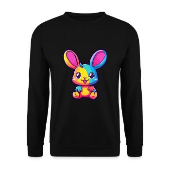 Rabbit Colorful Watercolor Cartoon Kawaii Animal - Unisex Sweatshirt - black - Front - Alina (178cm) & Michal (187cm)