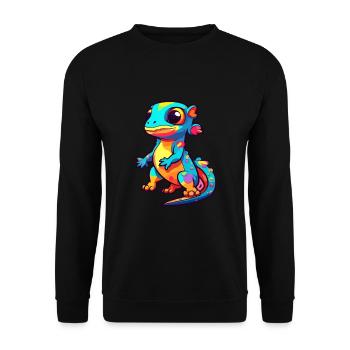 Salamander Colorful Watercolor Cartoon Kawaii Anim - Unisex Sweatshirt - black - Front - Alina (178cm) & Michal (187cm)