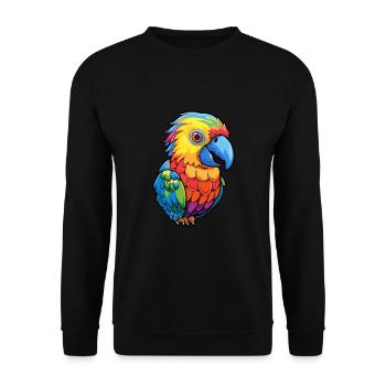 Papagei buntes Aquarell Cartoon Kawaii Tier - Unisex Pullover - Schwarz - Vorne - Alina (178cm) & Michal (187cm)