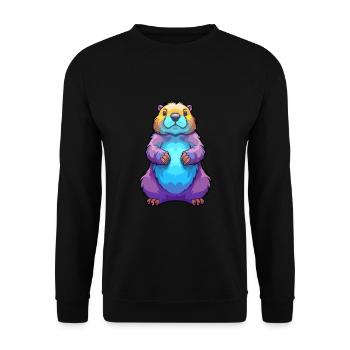 Marmot Colorful Watercolor Cartoon Kawaii Animal - Unisex Sweatshirt - black - Front - Alina (178cm) & Michal (187cm)